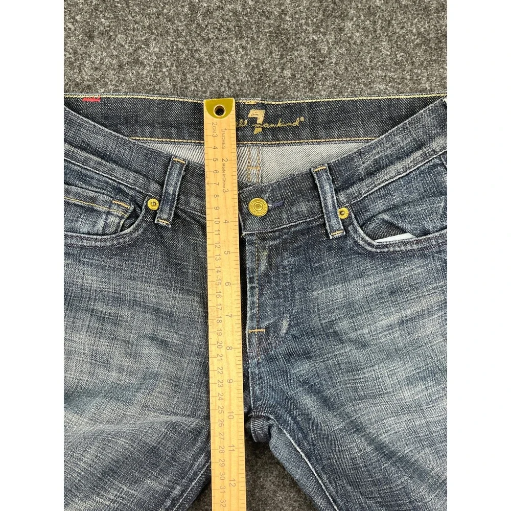 Vtg Y2K 7 For All Mankind Flare Jeans Womens 26 Dark Wash Low Rise Made USA Fade